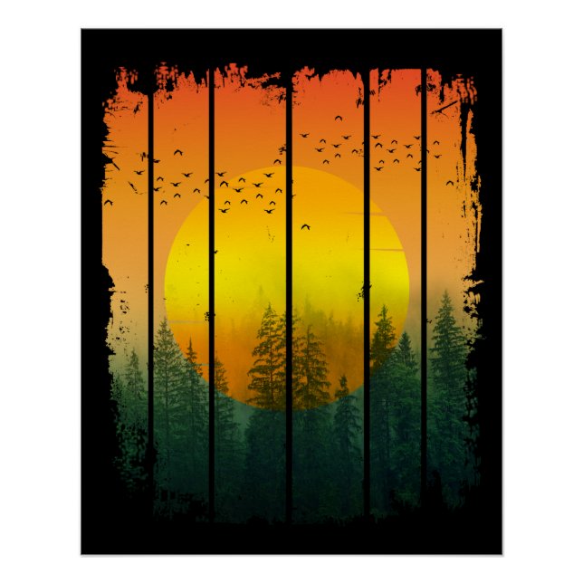 POSTER COUCHER DE SOLEIL SIMPLE DE LA FORÊT (Devant)