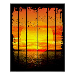 POSTER COUCHER DE SOLEIL SIMPLE OCÉAN