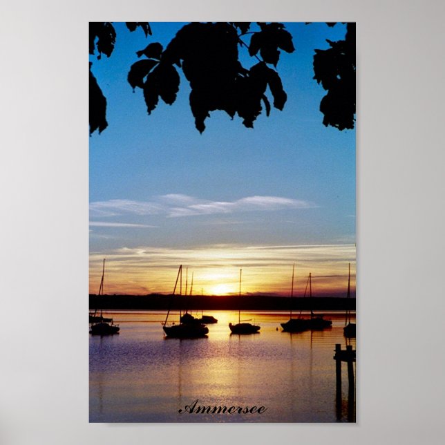 Poster Coucher de soleil sur Ammersee (Devant)