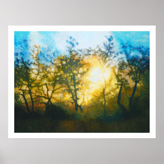 Poster Coucher de soleil sur Central Coast Oaks (Devant)