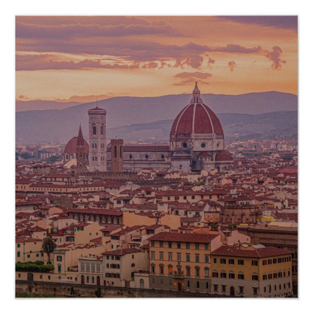 Poster Coucher de soleil sur Florence, Italie (Devant)