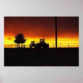 Poster Coucher De Soleil Sur La Ferme