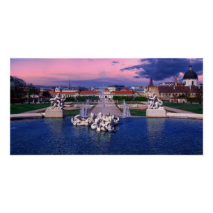 Poster Coucher de soleil sur la fontaine de Vienne