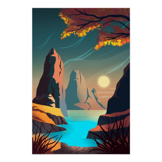 Poster Coucher de soleil sur la mer (Devant)