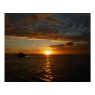 Poster Coucher de soleil sur la mer II