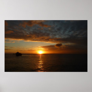 Poster Coucher de soleil sur la mer II