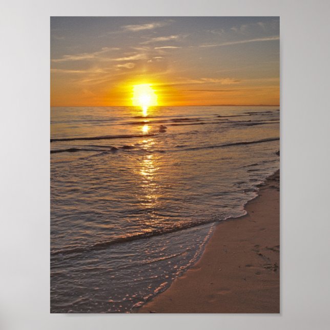 Poster : Coucher de soleil sur la plage (Devant)