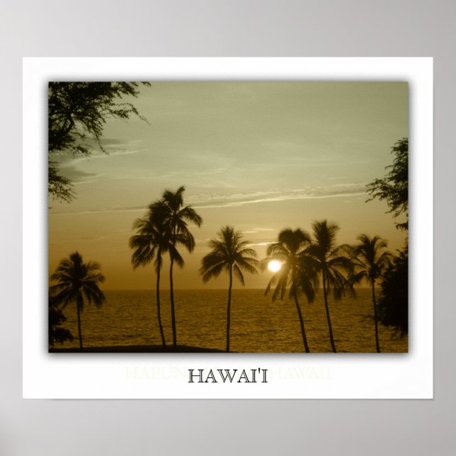 Poster Coucher de soleil sur la plage de hapuna, Hawaii (Devant)