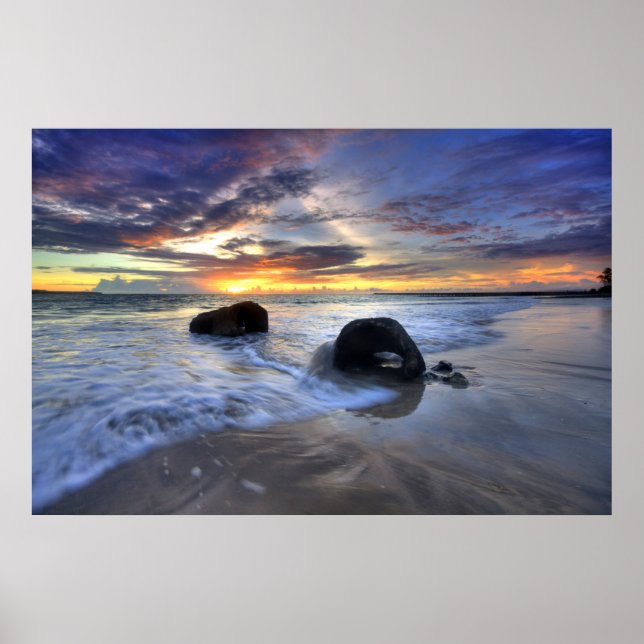 Poster Coucher De Soleil Sur La Plage De Kedonganan (Devant)