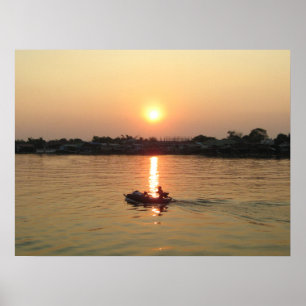Poster Coucher de soleil sur la rivière Chao Phraya... Ay