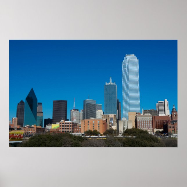 Poster Coucher de soleil sur la skyline de Dallas Texas (Devant)