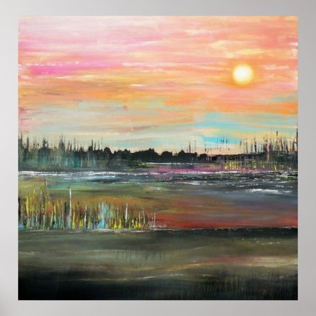 Poster Coucher de soleil sur le Bayou (Devant)