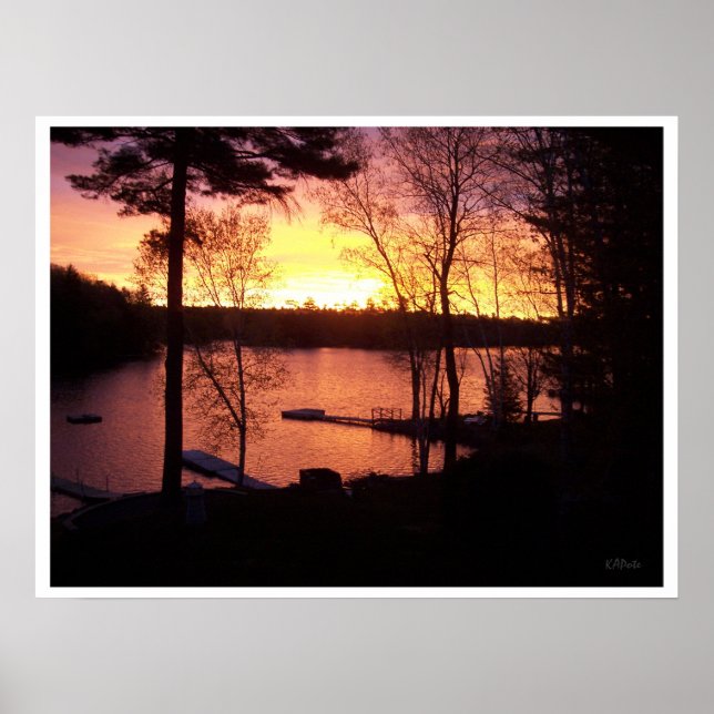 Poster Coucher de soleil sur le lac (Devant)