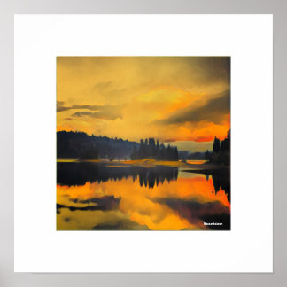 Poster Coucher de soleil sur le lac Jenkinson