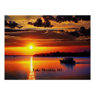 Poster Coucher de soleil sur le lac Mendota, Wisconsin