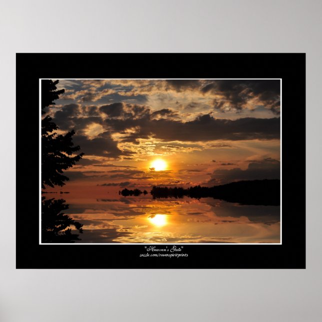 Poster Coucher de soleil sur le lac Nature Imprimer (Devant)