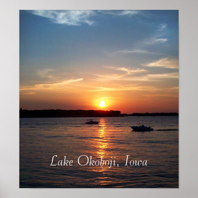 Poster Coucher de soleil sur le lac Okoboji, Iowa (Devant)