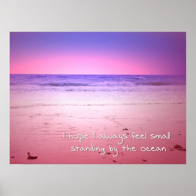 Poster coucher de soleil sur l'eau de l'océan avec citati (Devant)