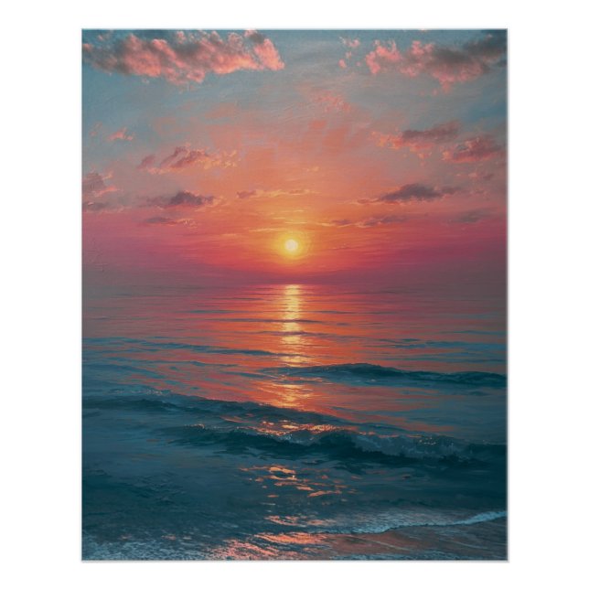 Poster Coucher de soleil sur l'océan (Devant)