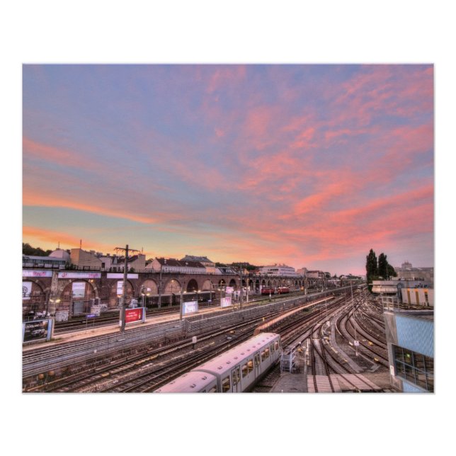 Poster Coucher de soleil sur Spittelau, Vienne Autriche (Devant)