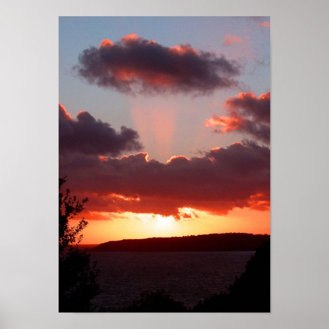 Poster Coucher de soleil sur St Aubin's Bay à Jersey (Devant)