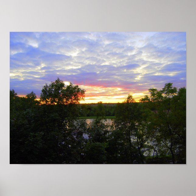Poster Coucher de soleil sur Stilwell Pond (16x12) (Devant)
