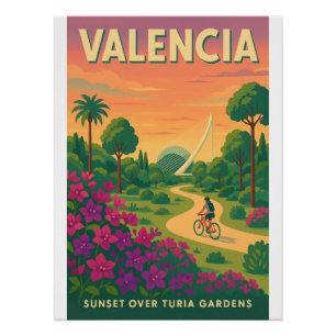 Poster Coucher de soleil sur Turia Gardens - Valencia Ret