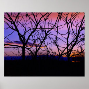 Poster Coucher du soleil pourpre extraordinaire avec des