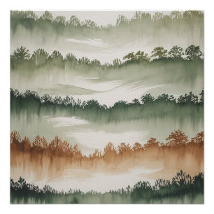 Poster Couches de Forêt Misty - Paysage Aquarelle