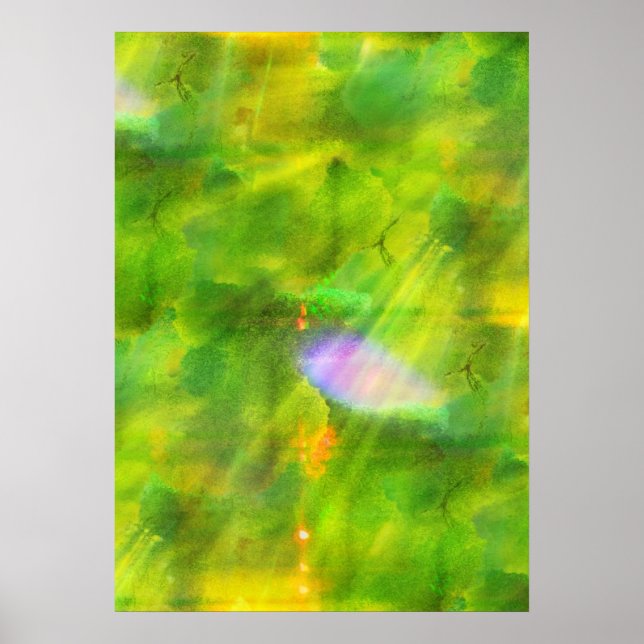Poster couleur bleu arrière - plan vert, jaune (Devant)