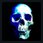 Poster Couleur bleu Pop Art<br><div class="desc">Imaginaire Art Skull Skeleton - Blue & Purple Tones Heavy Metal Punk Rock College Pop Art Image</div>