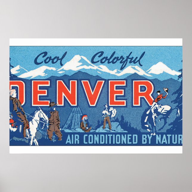 Poster couleur cool Denver_Vintage voyage (Devant)