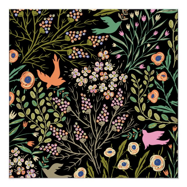 Poster Couleur D'Été Florale Et Glamour Sans Faille Motif (Devant)