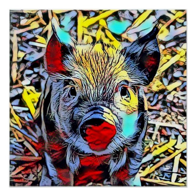 Poster couleur kick - porcelet (Devant)