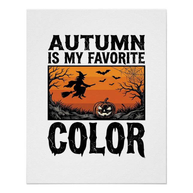 Poster Couleur préférée d'automne Halloween Citrouille Ve (Devant)