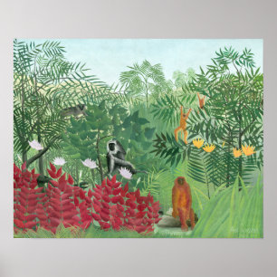 Poster Couleur restaurée Henri Rousseau Tropical Jungle A