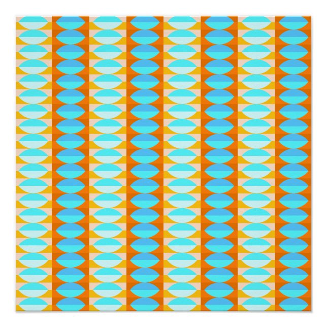 Poster Couleur Turquoise Bleu Orange Jaune Motif (Devant)