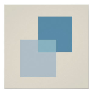 Poster Couleurs Abstraites modernes de bleu, design minim