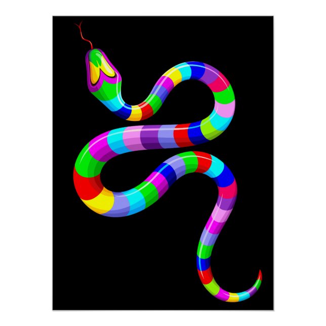Poster Couleurs arc-en-ciel psychédéliques serpent (Devant)