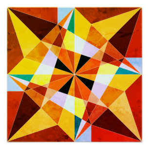 Poster Couleurs Chaudes Formes Géométriques Angulaires Fr