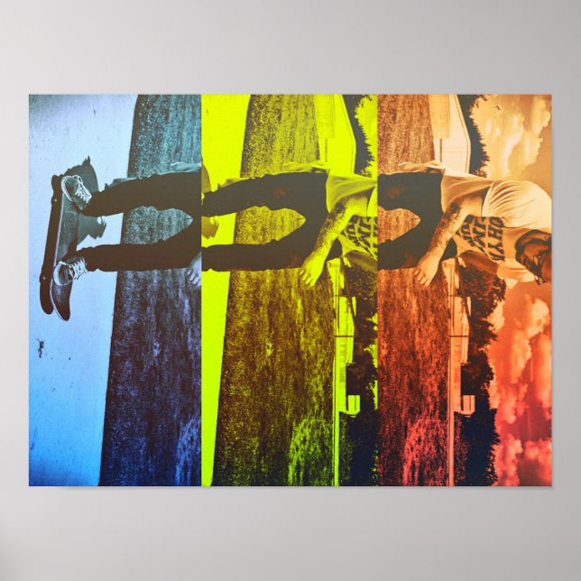 Poster Couleurs primaires Skateboard (Devant)