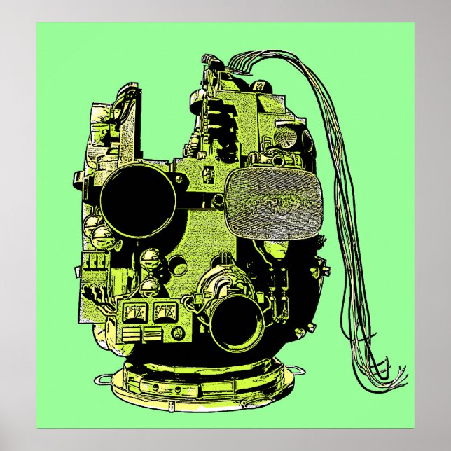 Poster Couleurs rétrogrades de la tête de robot Abstraite (Devant)