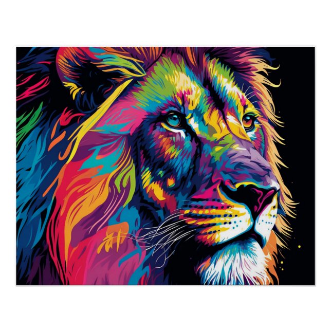Poster Couleurs vives de l'art du lion (Devant)