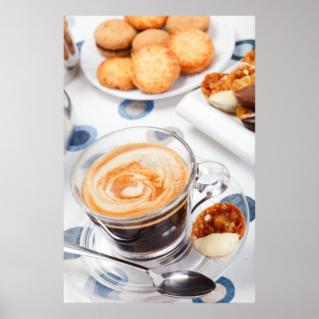 Poster Coupe de coffee and a cookie (Devant)