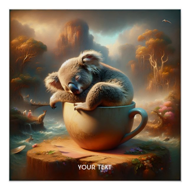 Poster Coupe de Thé Cute Koala Imaginaire (Devant)