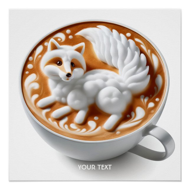 Poster Coupe Imaginaire Cute Coffee Fox (Devant)