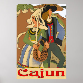 Poster Couple de Cajun avec des chênes