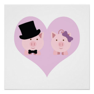 Poster Couple de cochon mignon