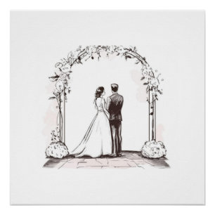Poster Couple de Mariage d'Eternal Sketch Arche Florale P