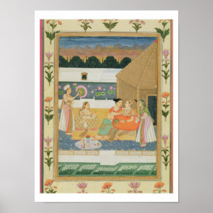 Poster Couple sur une terrasse au coucher du soleil, du S